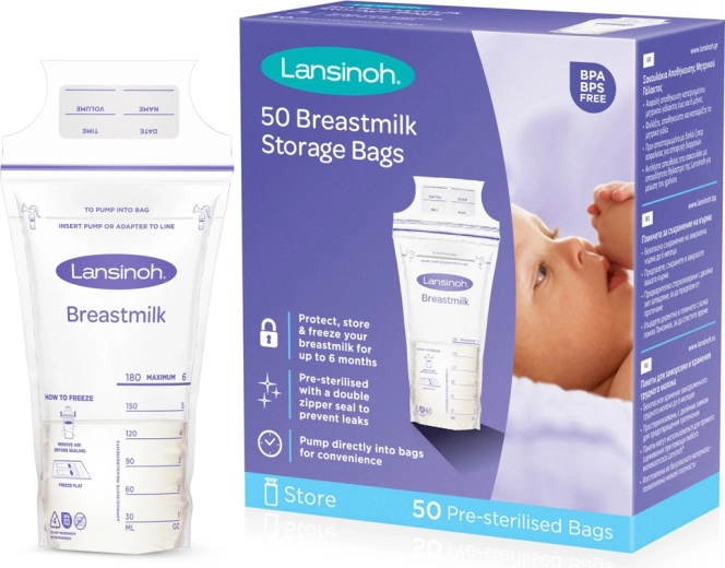 Sáčky na uchovávanie materského mlieka LANSINOH 180 ml, 25 ks