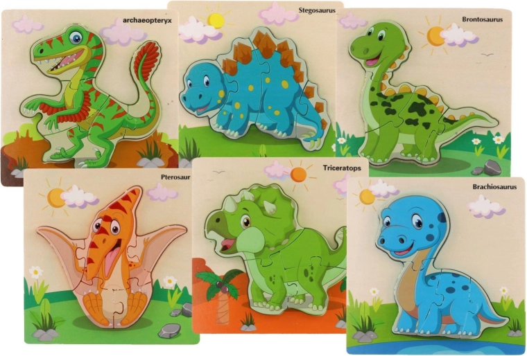Drevená vkladačka s dinosaurami - 1 kus