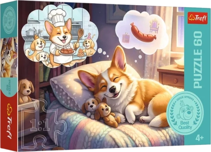 Puzzle 60 dielikov – corgi v ríši snov Trefl