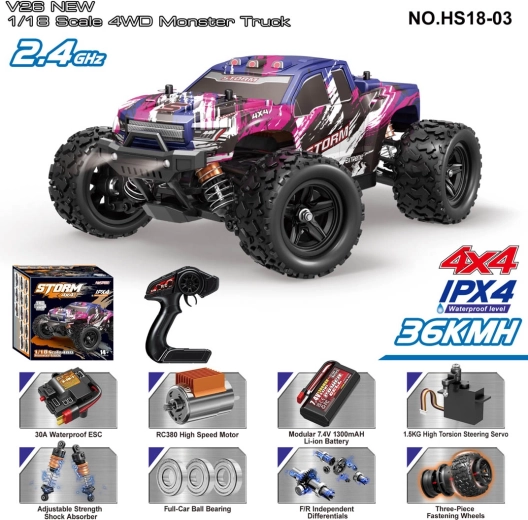 Diaľkovo ovládané terénne auto STORM 1:18