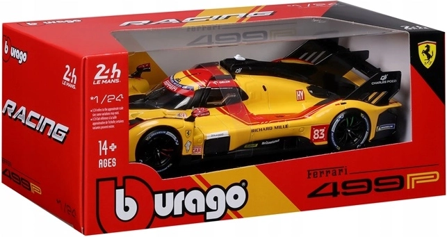 BBU Ferrari Racing 499P Le Mans žltý model auta 1:24