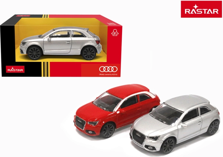 Kovové autíčko Rastar Audi A1 1:43 strieborné - 1 kus