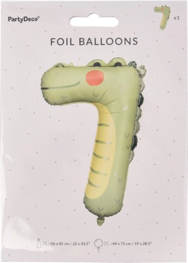 Fóliový balónik číslo 7 s krokodílom KIDS