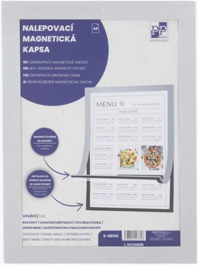 Nalepovacia magnetická kapsa A5 so strieborným okrajom