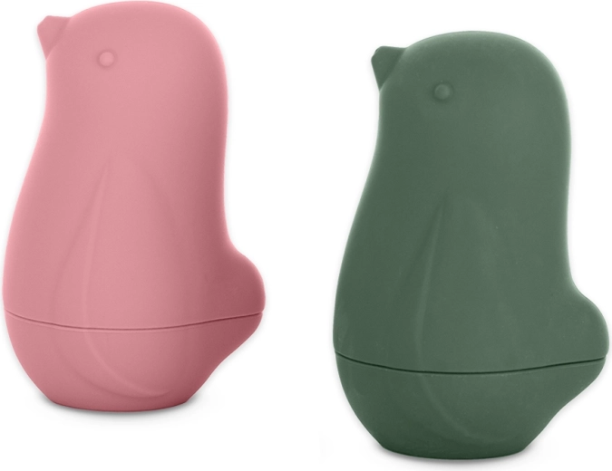Petite&Mars silikónové hračky do vody Love birds rose/green (2 ks) 6m+