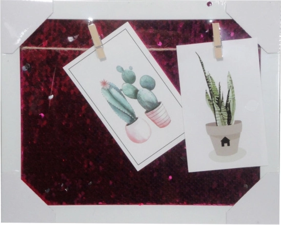 Obrazový rám s flitrami 23 × 28 cm so šnúrkou a kolíčkami