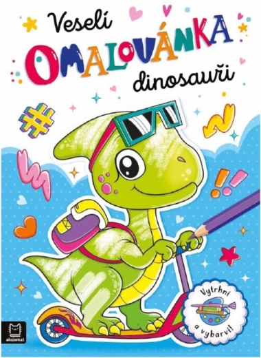 Omaľovánka Veselí dinosauri vytrhni a vyfarbi - 1 kus