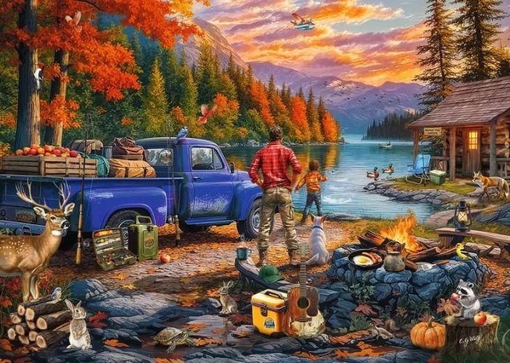Ravensburger puzzle západ slnka pri jazere 300 dielikov