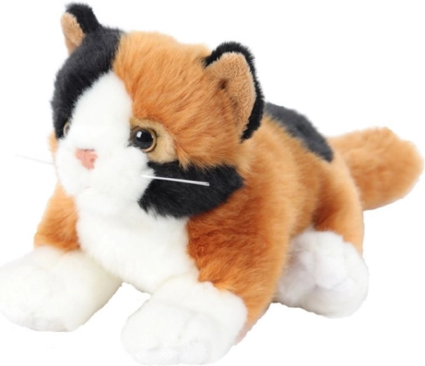 Plyšová ležiaca mačka hnedá 30 cm