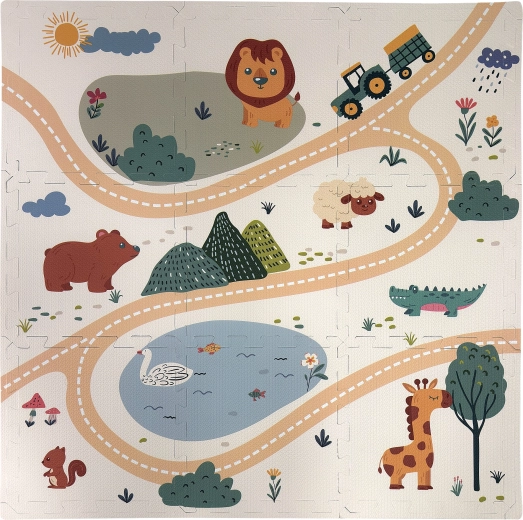 Penová podložka puzzle Humbi safari so zvieratkami, 9 dielov