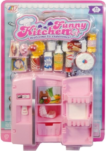 Doplnky pre bábiky – chladnička s kuchynskými potrebami