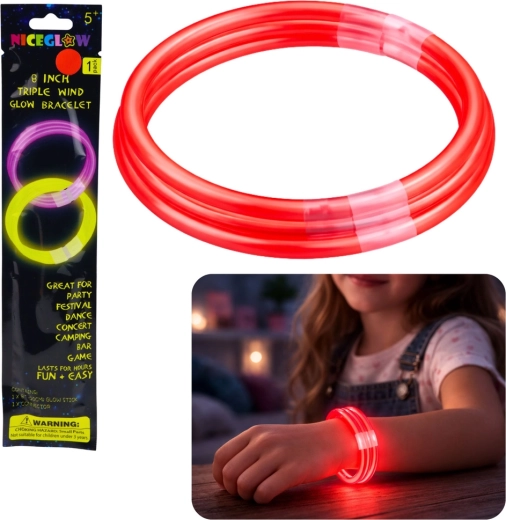 Trojitý fluorescenčný svietiaci náramok do tmy Glow Stick 20 cm