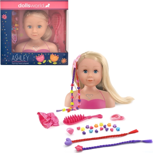 Dolls World česacia hlava Ashley blond 21 cm