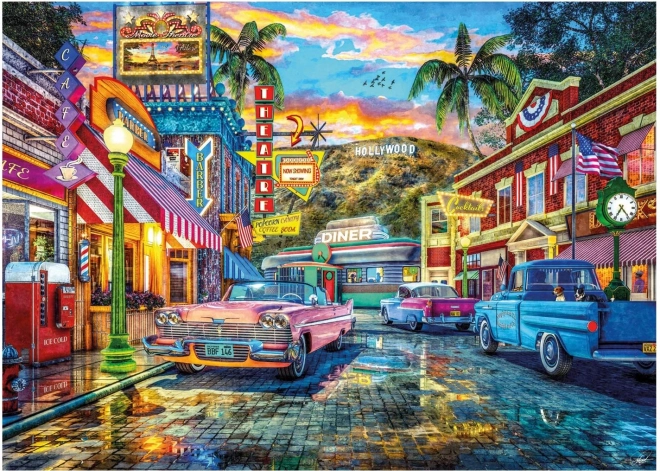 Puzzle HOLLYWOOD – retro ulica, 3000 dielikov