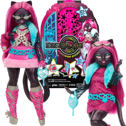 Bábika Monster High Catty Noir so skriňou a prekvapeniami