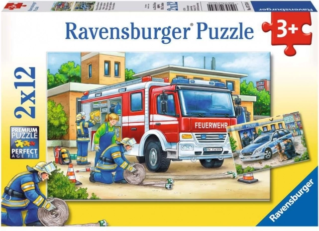 Puzzle RAVENSBURGER polícia a hasiči 2×12 dielikov