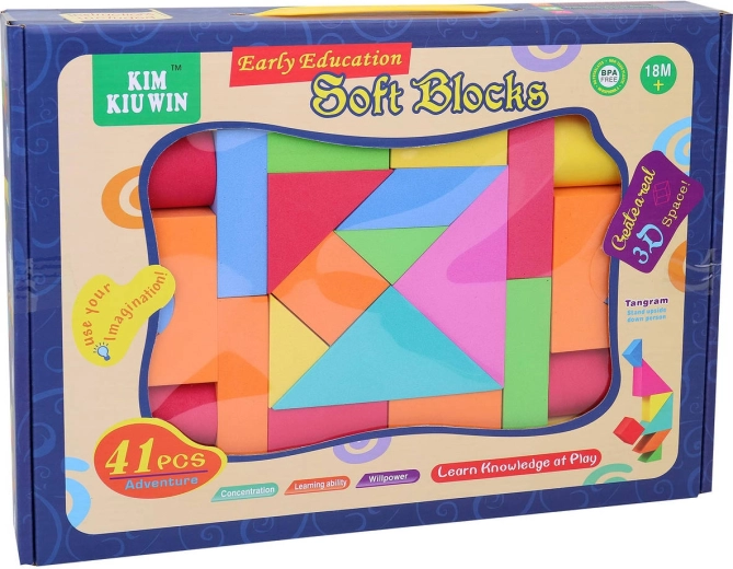 Farebné mäkké stavebné kocky pre najmenších – sada 41 ks