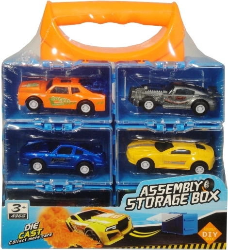 Kovové športové autíčka s pohonom, 6 ks v kufríku
