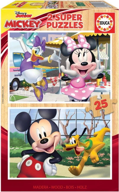 Drevené puzzle Mickey a priatelia 2x25 dielikov