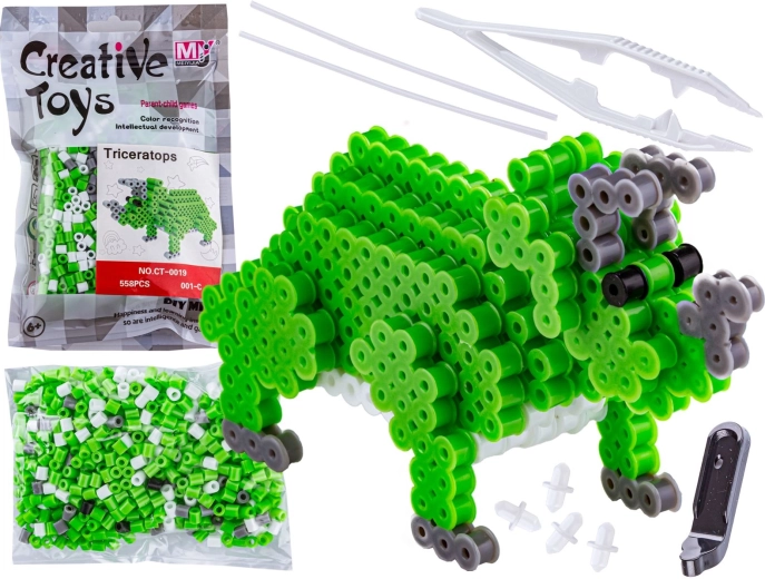 Koráliky na zažehľovanie 3D triceratops – dinosaurus (sáčok)