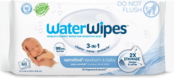 Vlhčené obrúsky WATERWIPES Newborn & Baby 3v1 60 ks
