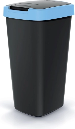 Odpadkový kôš Compacta Q Flap 25 l, čierny so svetlomodrým vekom