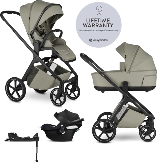 Easywalker Zoey Sage Green kombinovaný kočík + autosedačka CBX by Cybex Aton B2 i-Size so základňou