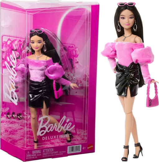 Mattel Barbie Deluxe Style módna bábika v ružovej a čiernej s doplnkami