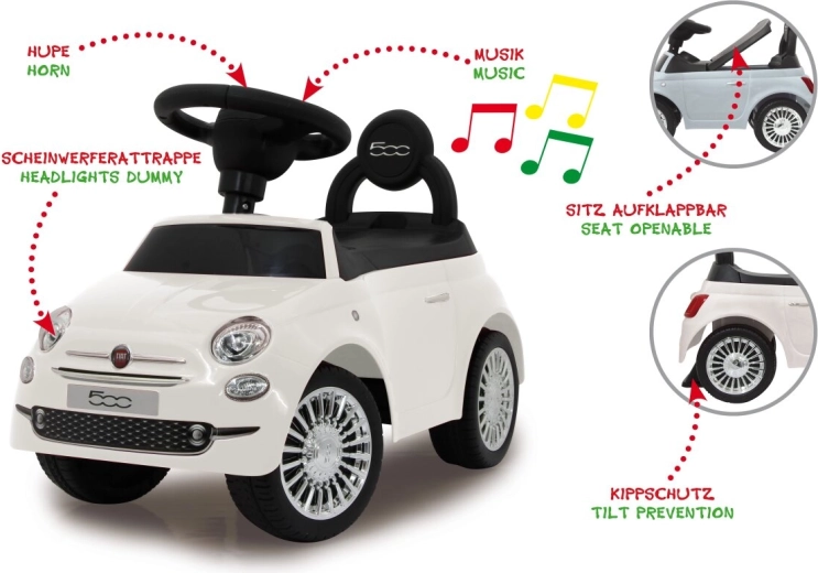Jamara odrážadlo a chodítko Fiat 500 2v1 biele