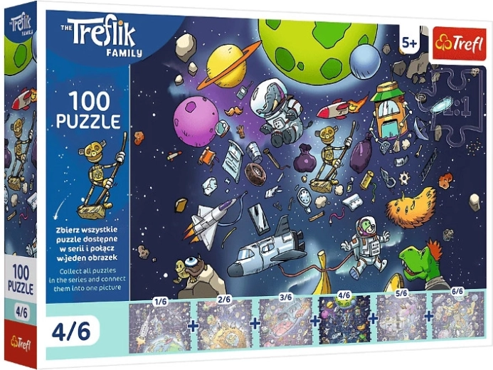 Puzzle Trefl Rodina Treflíkov: Robobot vo vesmíre 100 dielikov