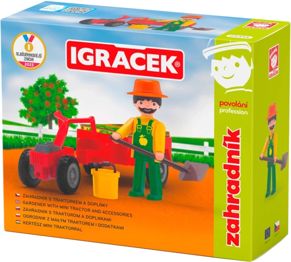 EFKO Igráček záhradník – sada figúrky s traktorom a doplnkami