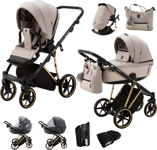 Adamex Belissa Special Edition kombinovaný kočík beige/gold