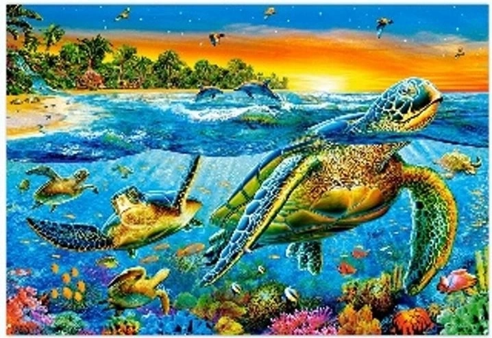Diamantové maľovanie – morské korytnačky 30 × 40 cm