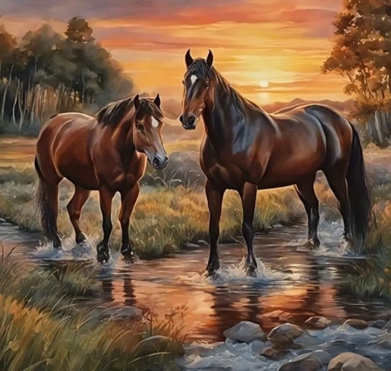 Norimpex diamantové maľovanie Kone v potôčiku 30 × 40 cm