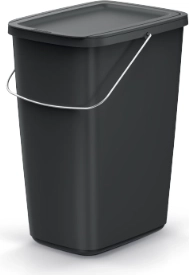 Odpadkový kôš 25 l z recyklovaného plastu s vekom KEden COMPACTA Q BASIC – čierny