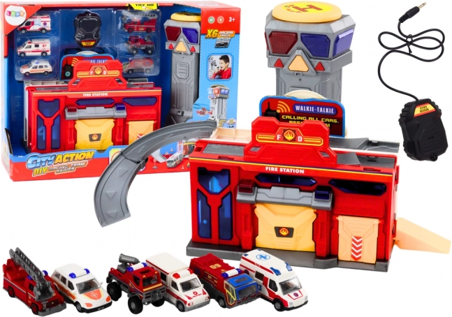 Záchranné centrum s hasičmi a nemocnicou – sada vozidiel 6 ks
