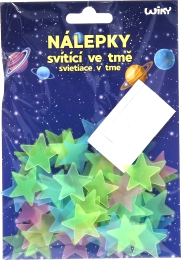 Nálepky 12×17 cm svietiace v tme Hviezdy, 60 ks