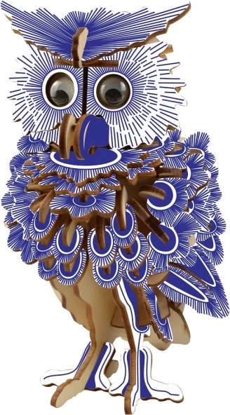 Drevené 3D puzzle - Farebná Sova