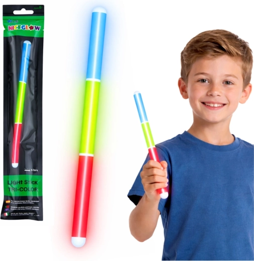 Fluorescenčná trojfarebná svietiaca tyčinka Glow Stick 31,5 cm