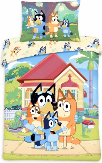 Bavlnené obliečky do postieľky Bluey Domček 100 × 135 cm
