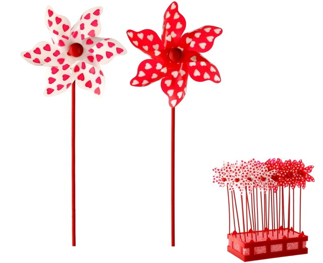 Veterník so srdiečkami 9 × 27,5 cm biely/červený