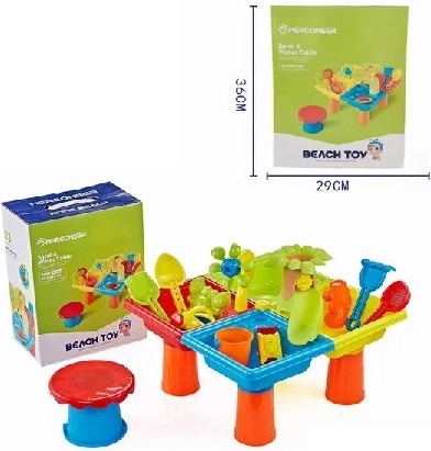 Pieskový stolík na hranie s pieskom a vodou, 25 dielov