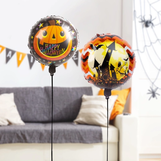 Halloweenske fóliové balóny tekvica a hrad – 2 kusy