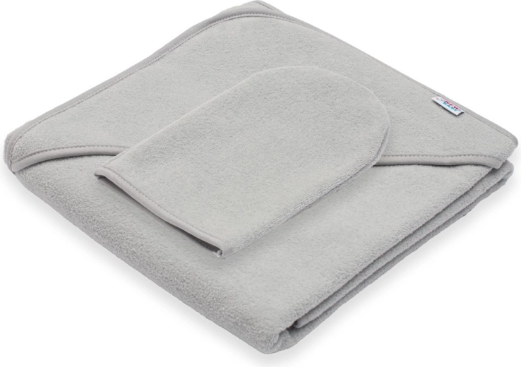 Detská froté osuška s kapucňou New Baby Basic 80 × 80 cm sivá