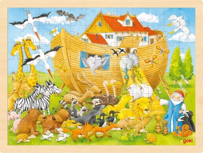 Goki drevené puzzle Noemova archa 96 dielikov