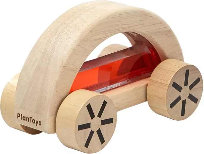 PlanToys drevené autíčko s vodou červené