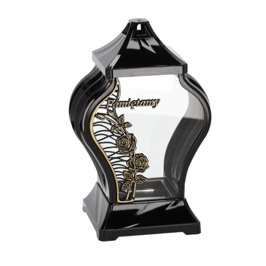 Lampáš 30 cm faraón s ružou popínavou čierno‑zlatý