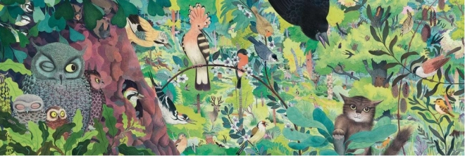 DJECO Panoramatické puzzle Sovy a vtáky 1000 dielikov
