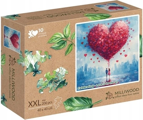 Drevené puzzle Milliwood XXL „Láska visí vo vzduchu“ 200 dielikov
