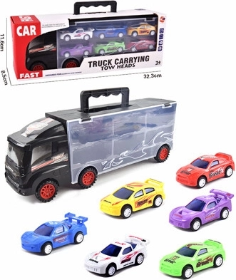 Nákladné auto so 6 autíčkami a vysúvateľnou rukoväťou